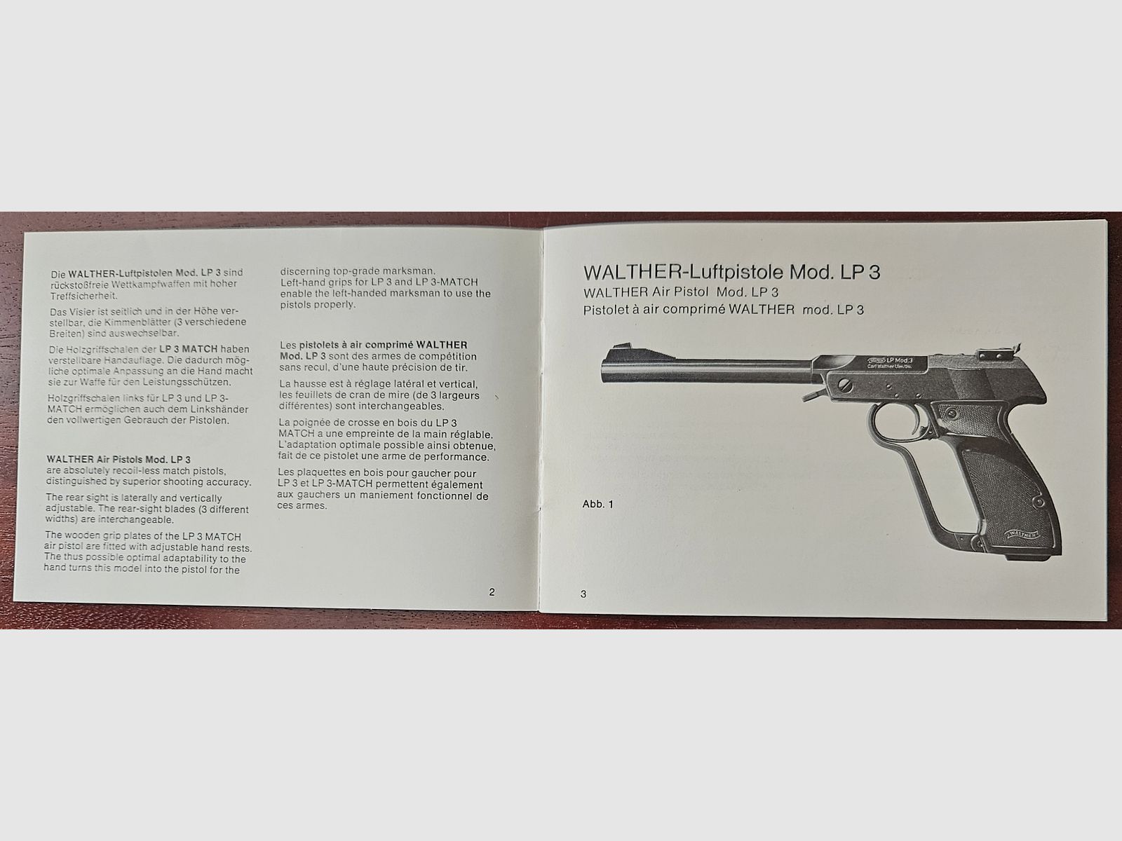Istruzioni originali per l'uso della pistola ad aria compressa Walther 3, immagine 2 di 3