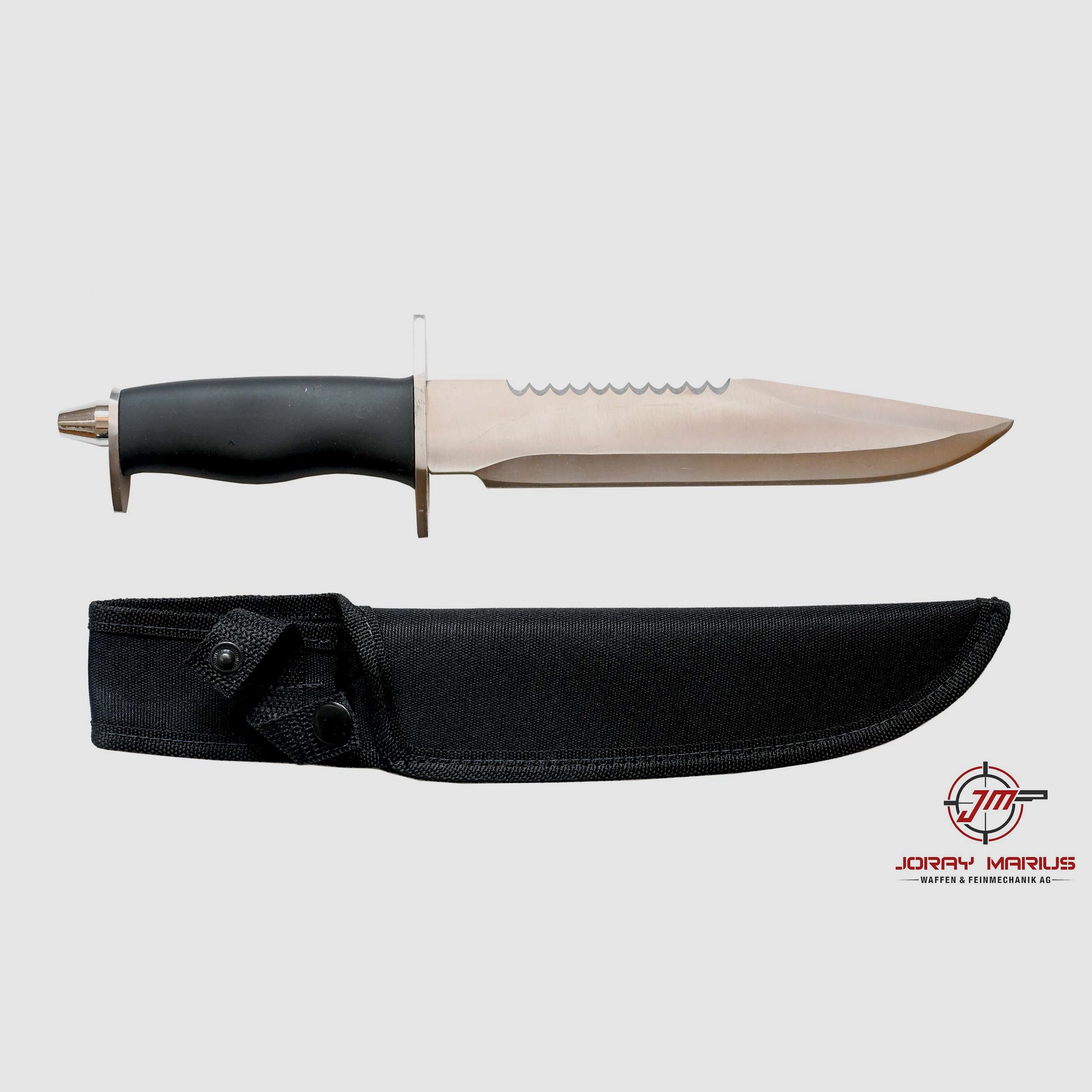 Messer mit Sägezahnung und Scheide