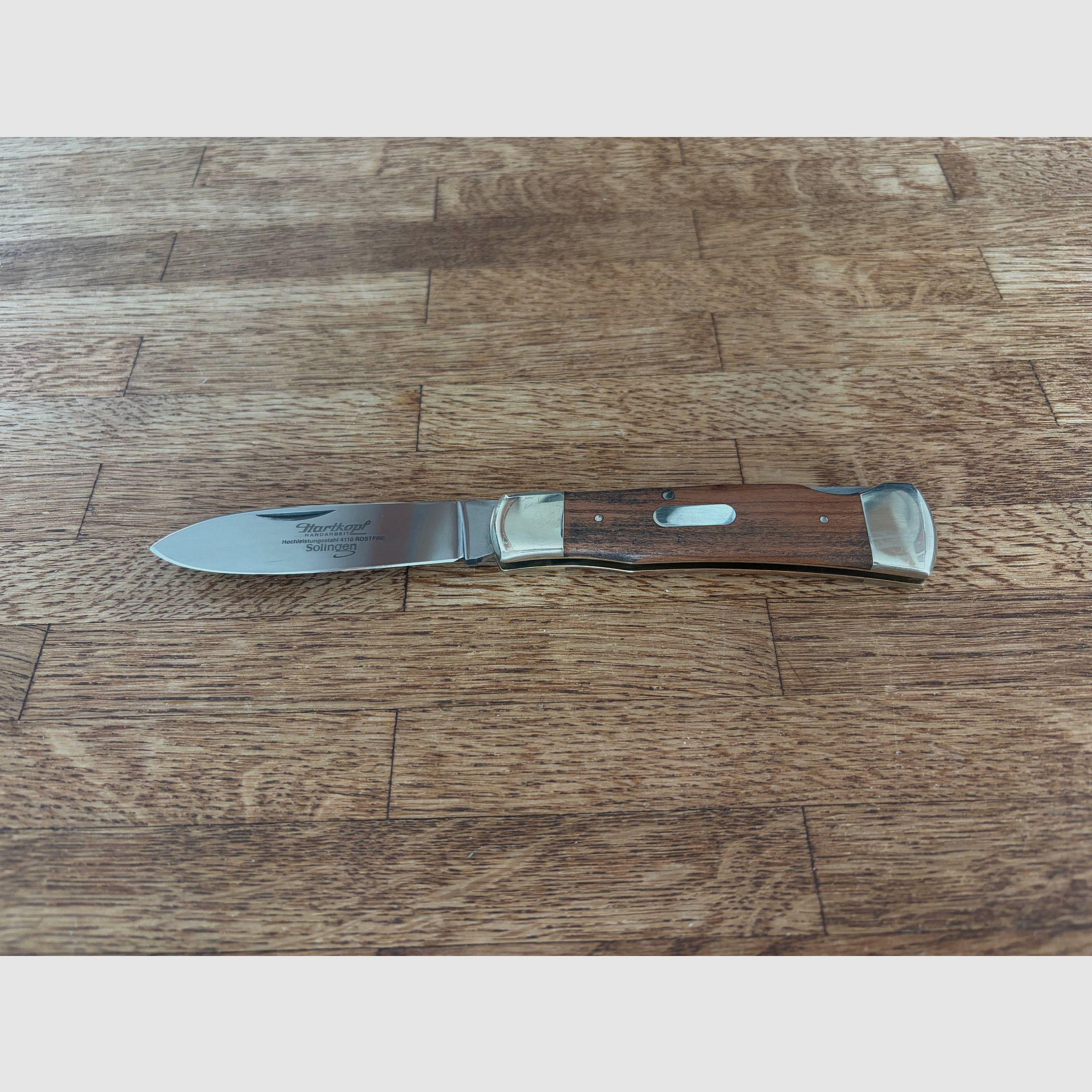 Cuchillo de bolsillo Hartkopf de madera de serpiente – Cuchillo de caballero de Solingen con herrajes de níquel plateado