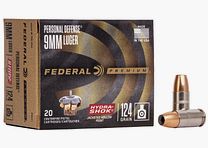 Federal Premium Personal Defense Hydra-Shok 9mm Luger 124GR JHP 20 cartridges