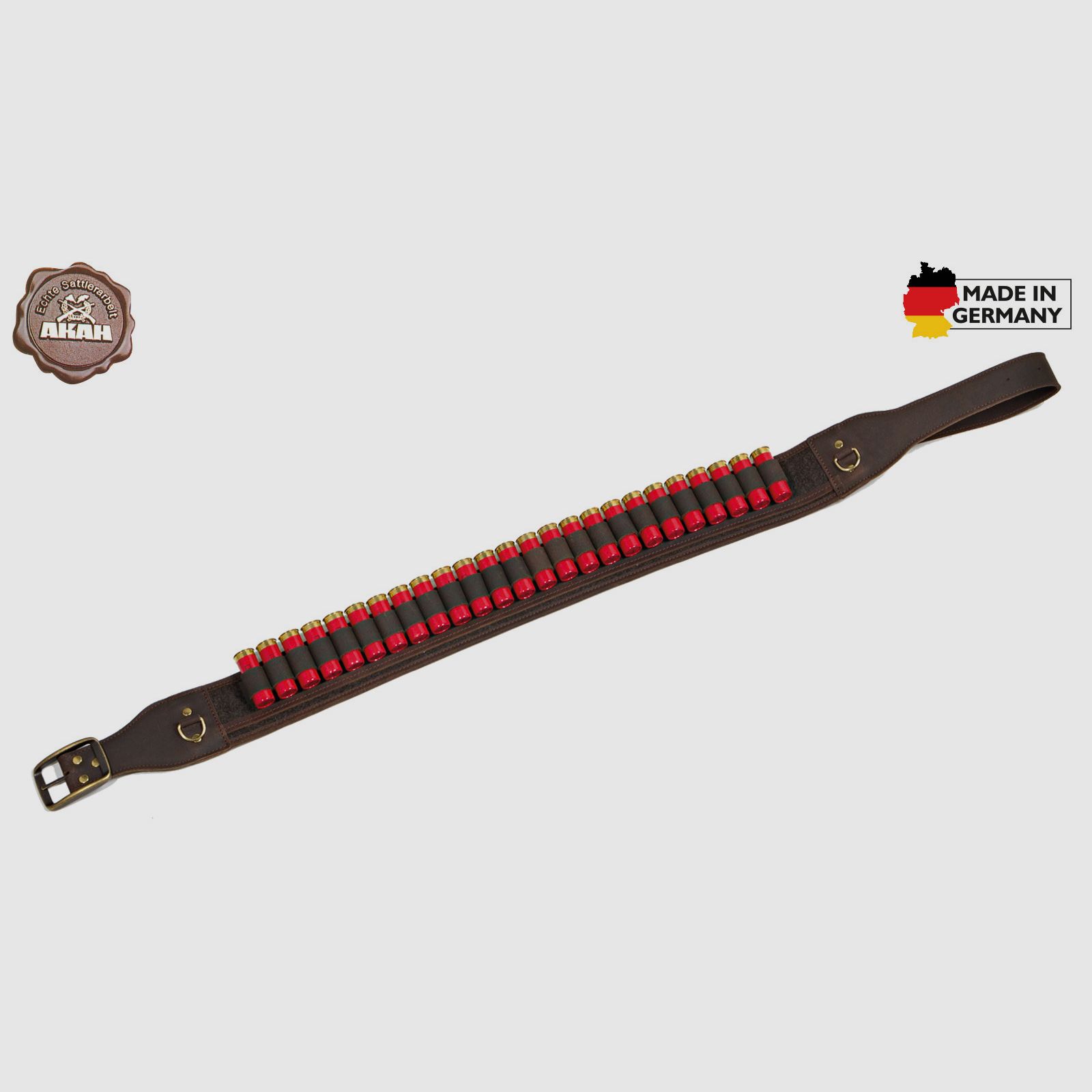 AKAH cartridge belt buffalo leather with loden