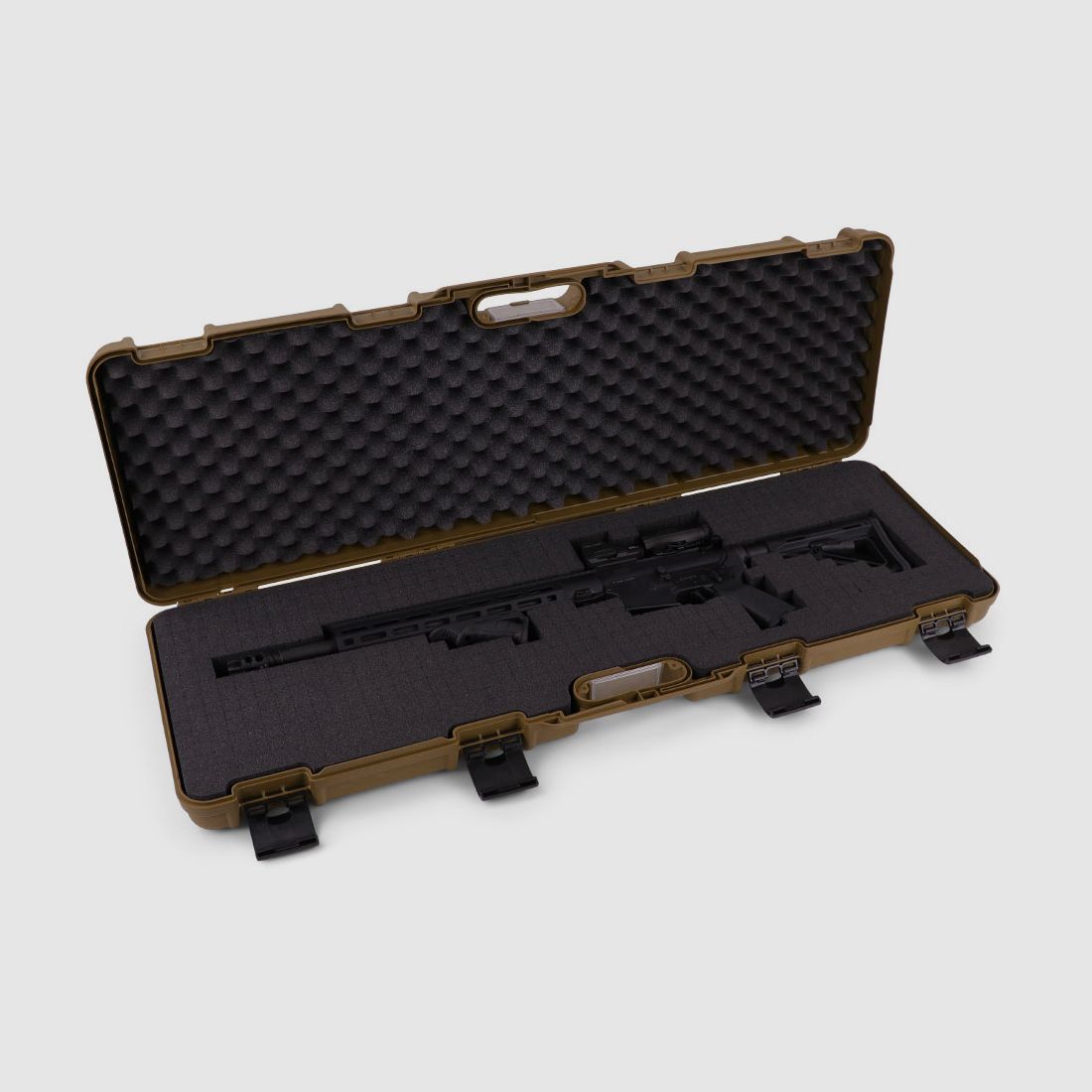 Housse de fusil d'hiver W10 103 cm pour 1 arme longue - plastique PP, 4 verrous push-pull, grille (Coyote)