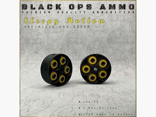 10x + 2 Sleepy Hollow BLACK OPS AMMO HDR 68 TR cal.68 Munition T4E Umarex HDR68 TR68