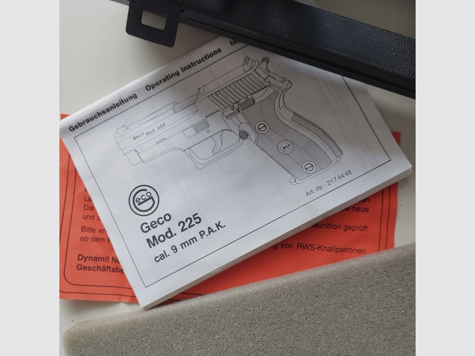 Geco Mod. 225 - 9mm P.A.K. - SRS pistol with box PTB