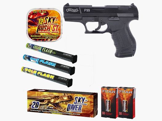 Fireworks New Year's Package Walther P99 Blank Firing Pistol 9 mm P.A.K. black