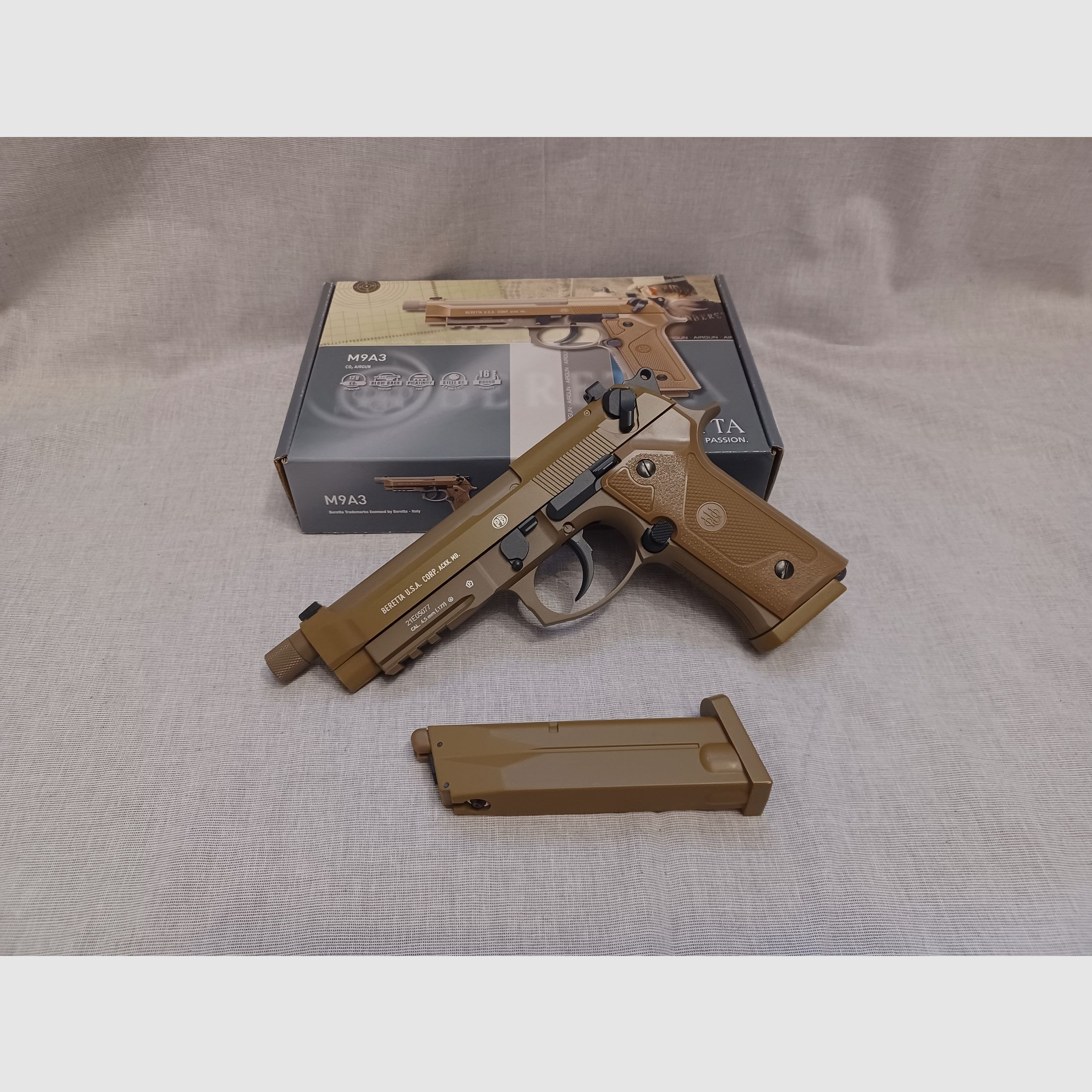 Beretta M9A3 FM FDE / 4.5 mm BB / BlowBack / CO2 / Pistol / Original packaging (54)