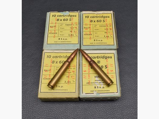 40 Patronen,Sellier&Bellot, Kal. 8x60S, Torpedo, 12,1g/186gr, zum Sonderpreis!