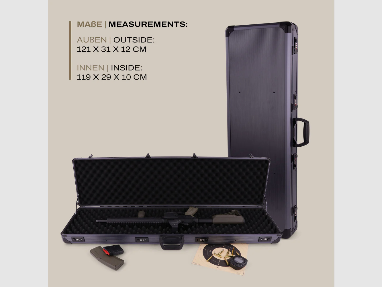 Winter W13 Alu Funda para Rifle 93 cm – funda de aluminio compacta para arma larga