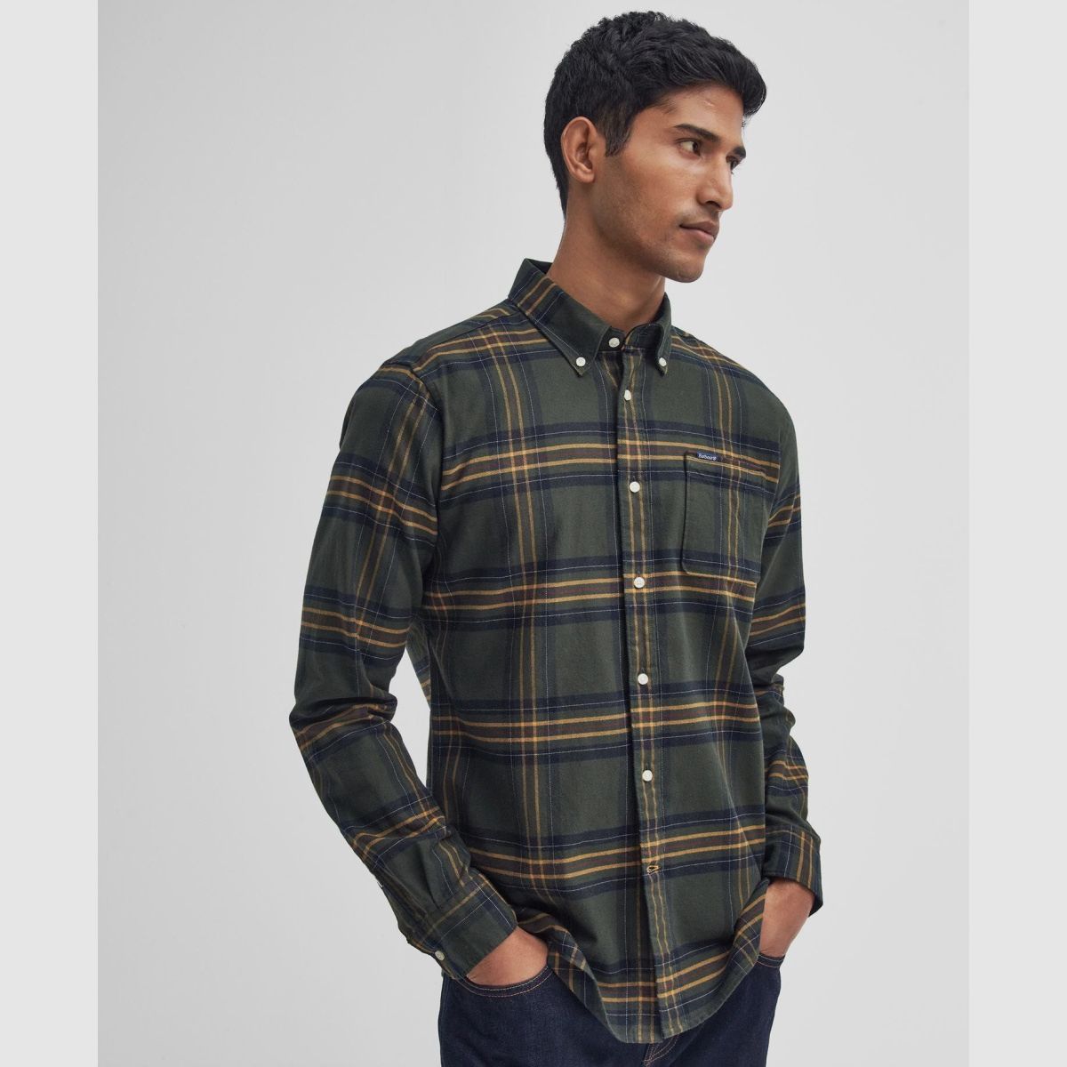BARBOUR Hemd Portdown Tailored Oliv