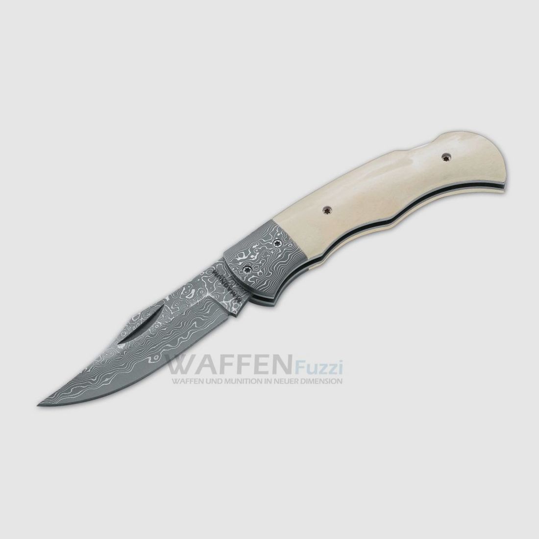 Magnum Damascus Bone Pocket Knife Handle made of Bone