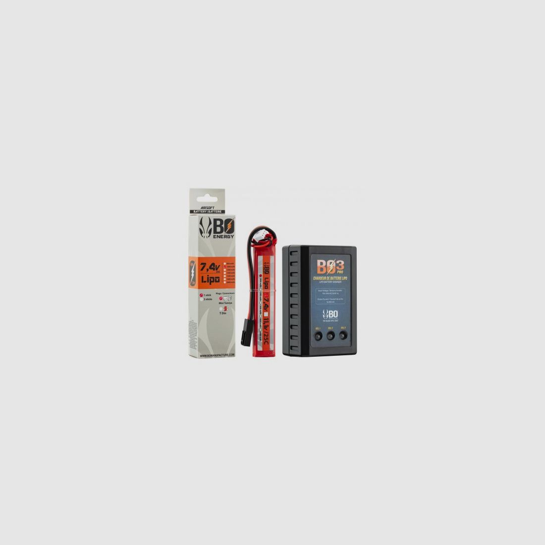 PACK BO BATTERIA LIPO 2S 7.4V 1000MAH 25C + CARICATORE, immagine 1 di 9