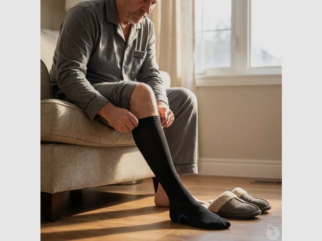 Mid-calf men's anti-fatigue - Graduated compression - Black, image 1 of 5