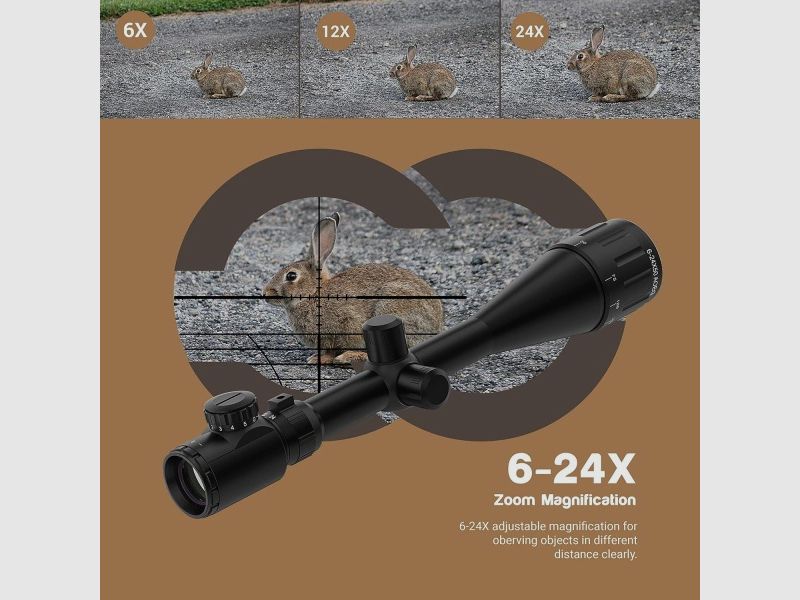 6-24x50 Zielfernrohr,6 - 24 fach Vergrößerung,50 mm, 11mm Montagen, Jagd, Ziel