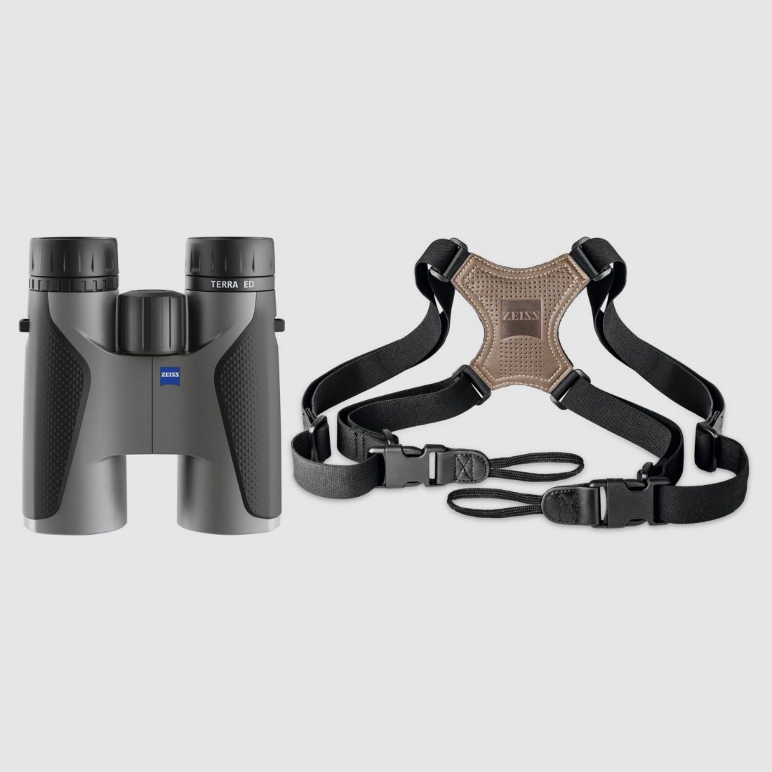 Zeiss ZEISS Terra ED 10x42 czarny/szary + Zeiss komfortowy pasek krzyżowy