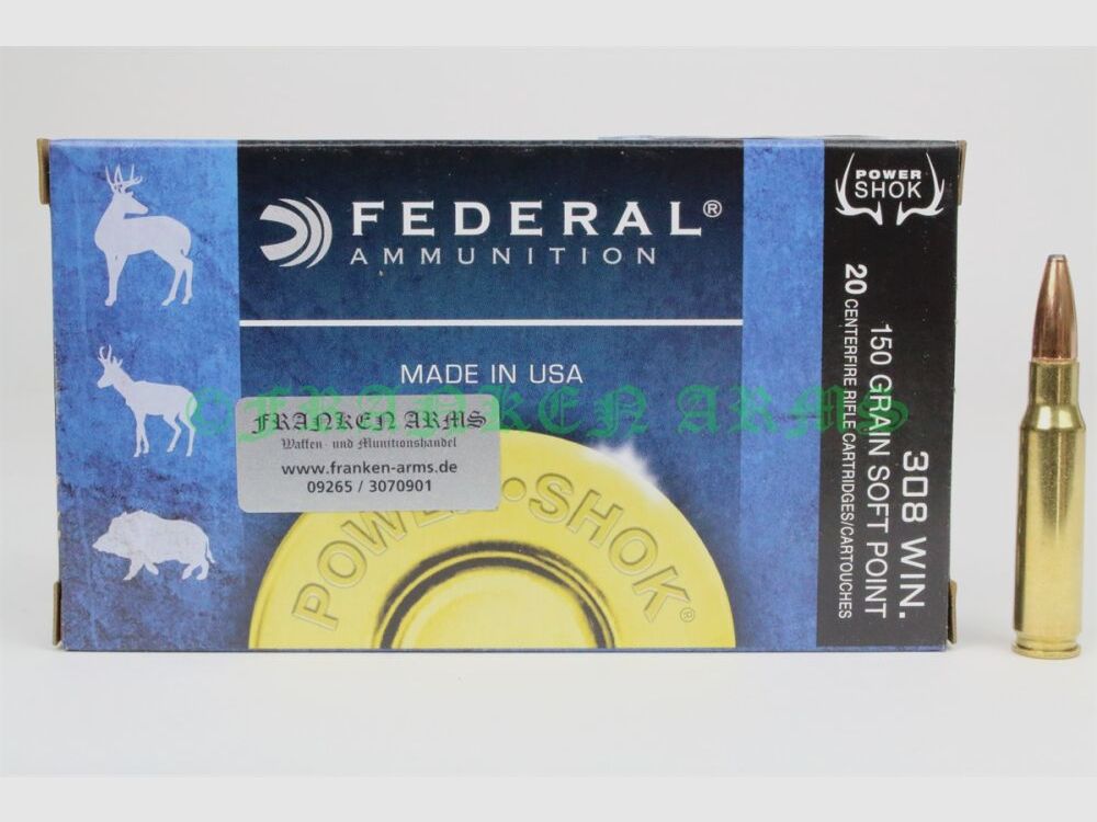 Federal Power Shok .308 Win Teilmantel 150gr. 9,7g 20 Stück Staffelpreise
