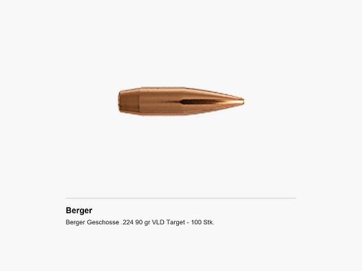 Berger Projectiles .224 90 gr VLD Target – 100 pcs.