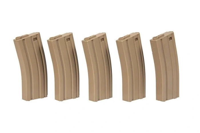 Set of 5 mid-cap magazines for 140 rounds for M4/M16 replicas – tan, image 1 of 16