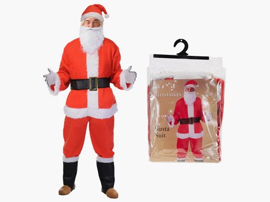 Costume Père Noël Adulte Complet 9 Pièces en Polaire