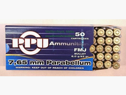 PPU/Prvi Partizan Pistoolmunitie 7,65 mm Parabellum / Luger