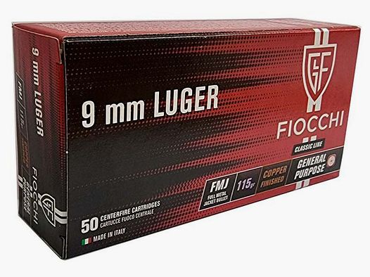 Munitions FIOCCHI – 9mm. Para. – 115 grains – blindée