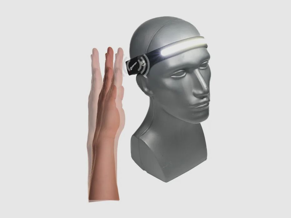 LED-Kopflampe "Wave Light" mit Bewegungssensor - mit USB wiederaufladbar