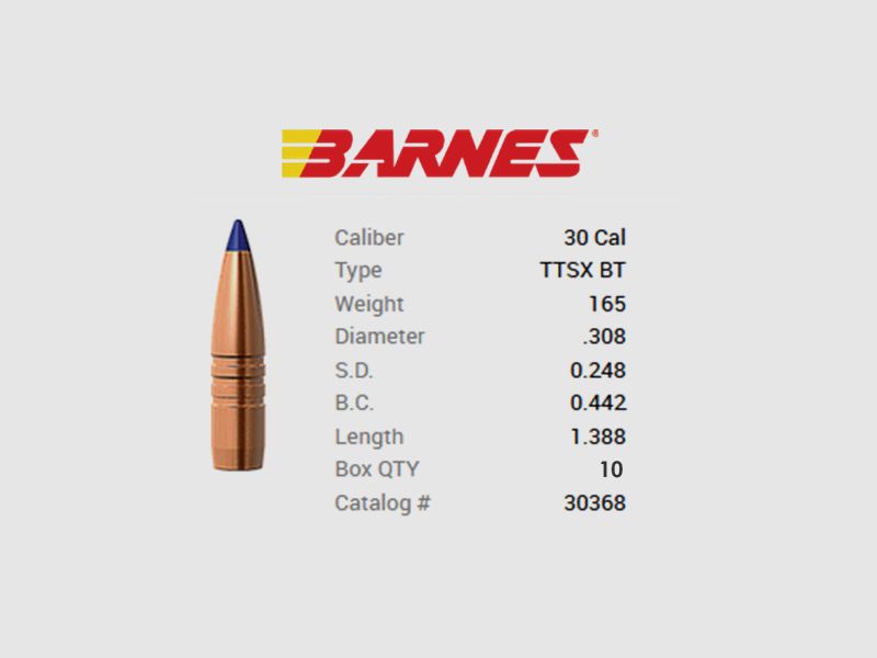 TESTPACK - Barnes Geschoss .30/.308 165GR Tipped TSX BT 10 Stück