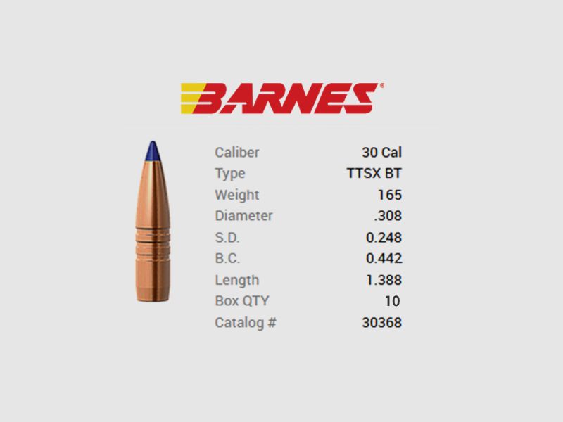 TESTPACK - Proiettile Barnes .30/.308 165GR Tipped TSX BT 10 pezzi