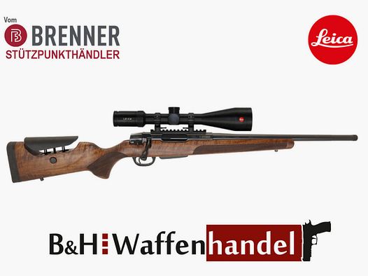 Brenner compleetpakket: BR20 L.E. (notenhout, verstelbare schoudersteun) met Leica 2.5-15x56