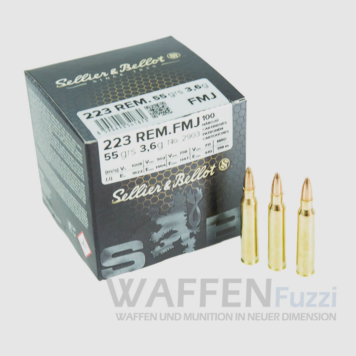 S&B .223 Rem. Vollmantel Büchsenpatronen 55gr. 100 Schuss