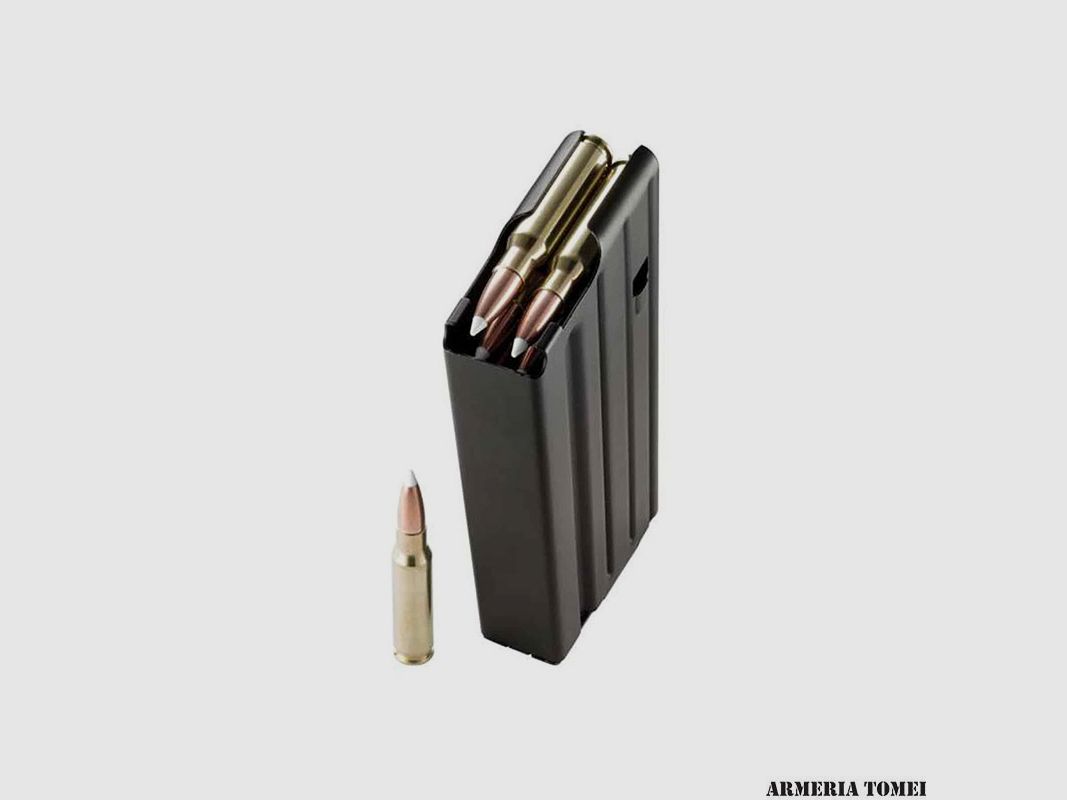CARICATORE – DURAMAG Caricatore SS AR10/SR25 .308W., Acciaio Inox, 10 colpi, T360 Nero, Elevatore Arancione, Molla Everflex