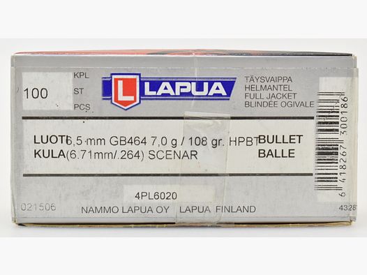 100 Lapua Geschosse .264 - 108gr. Scenar HPBT