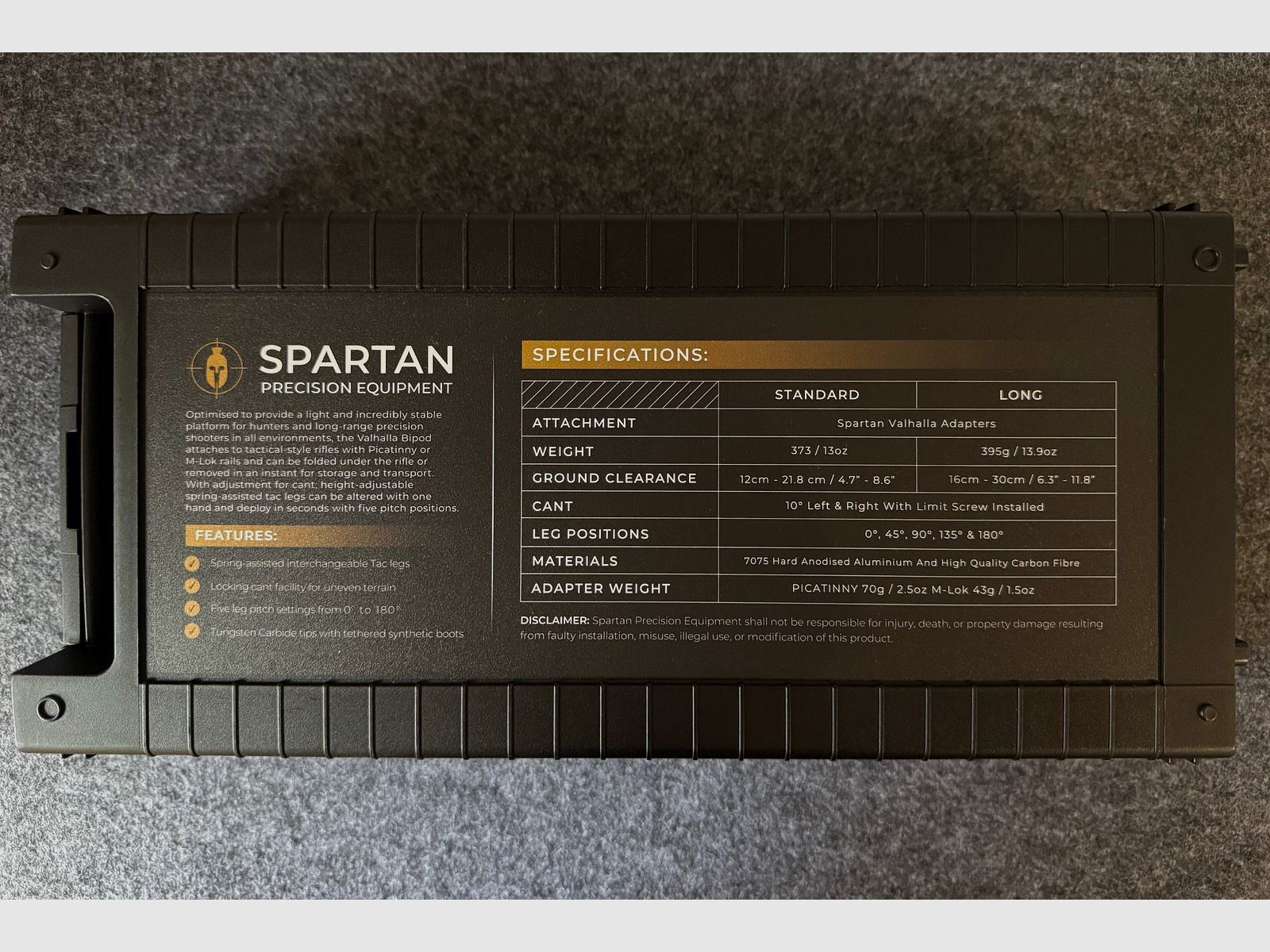 Spartan Valhalla Bipod/Zweibein mit M-Lok Adapter (Gen 1, Standard-Länge)