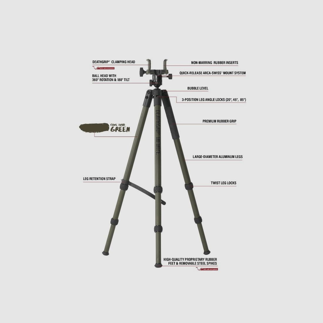 Bog Pod Dreibein DEATHGRIP Infinite Aluminium Farbe Grün, Bild 10 von 10