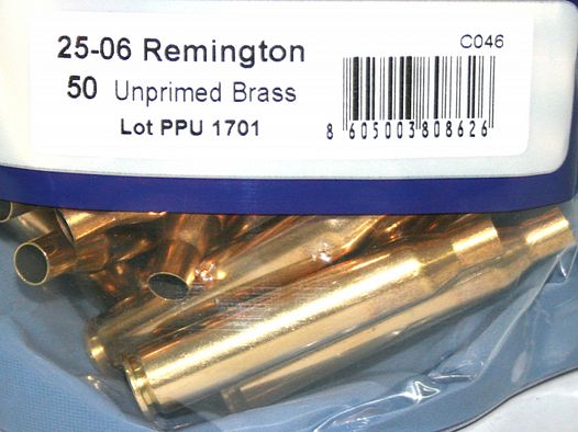 50 Stück NEUE PPU/PrviPartizan Langwaffenhülsen .25-06 Remington Boxerzündung / Unprimed Brass #C046