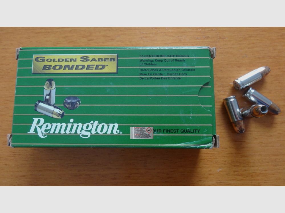 Remington 50 PATRONEN CAL. 9MM: REMINGTON GOLDEN SABER BONDED HPJ 8,04 G - 124 GRS