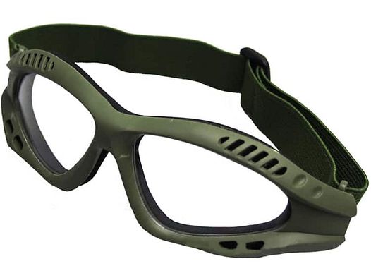 DELTA SIX FlexProtect Airsoft Schutzbrille (oliv - klares Glas)
