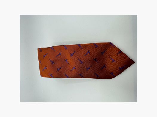 Corbata Robert Keyte 100% seda naranja motivo conejo morado