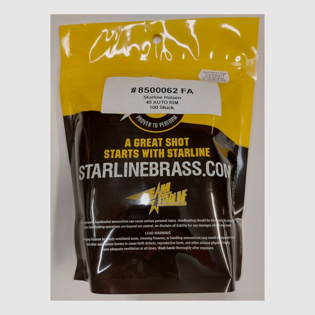 STARLINE STARLINE 1540 UNPRIMED CASES/HÜLSEN .45AUTO RIM.