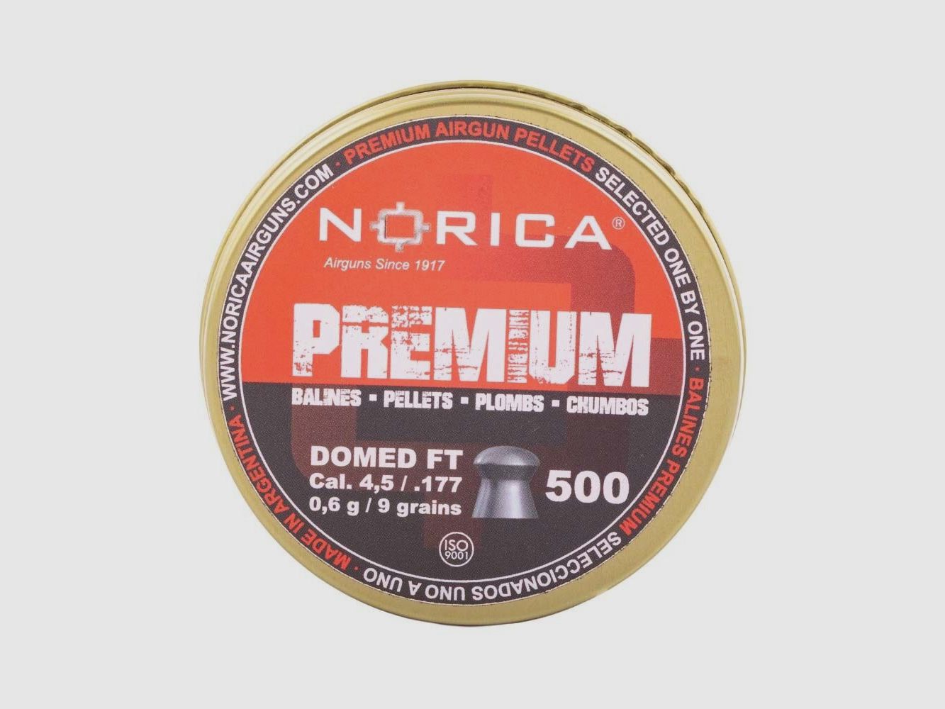 Norica Diabolo Domed Premium Line 4,5 mm / 0,60 g / 500 pcs, image 2 sur 3