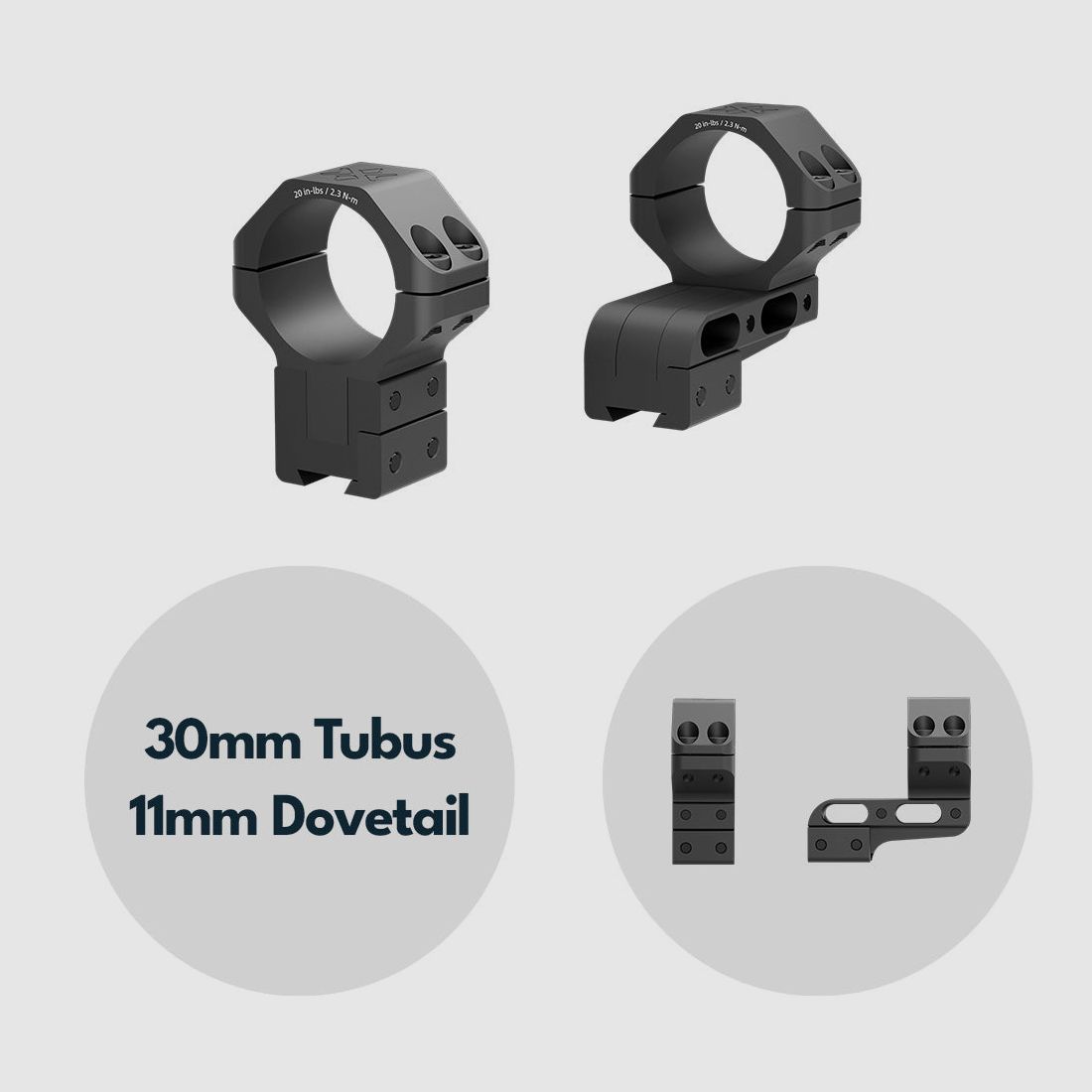 Vector Optics XASR-3065 höhenverstellbare Cantilever Montageringe für 30mm Tubus (h=35-41mm) – 11mm Dovetail (XASR-3065)