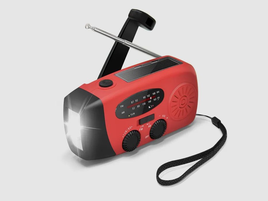 Kurbelradio FM/AM mit Powerbank und Solaraufladung
