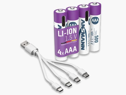 Ansmann Li-Ion Akkus AAA 4er-Pack inkl. Ladekabel