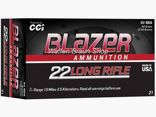 CCI 0021 .22LR 40GR SÓLIDO Blazer 50 piezas
