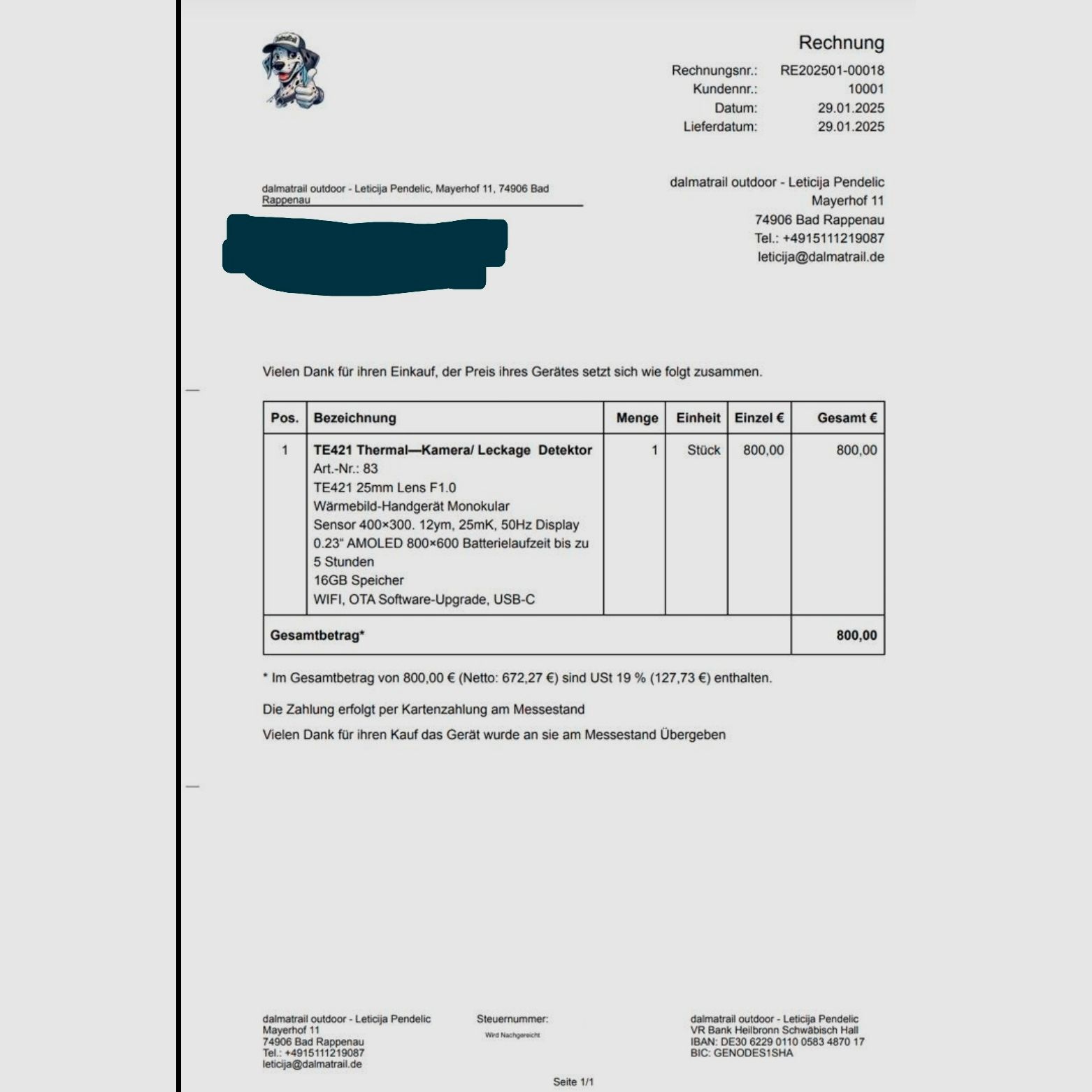 Warmtebeeldcamera GUIDE TE421 - Ongebruikt