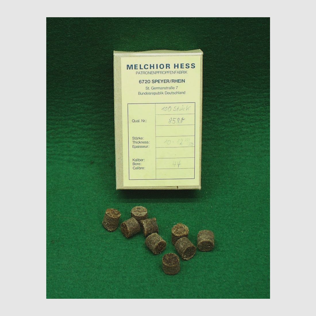 Melchior Hess Hartfilzplug/Dämmplug, vet, 10-12mm