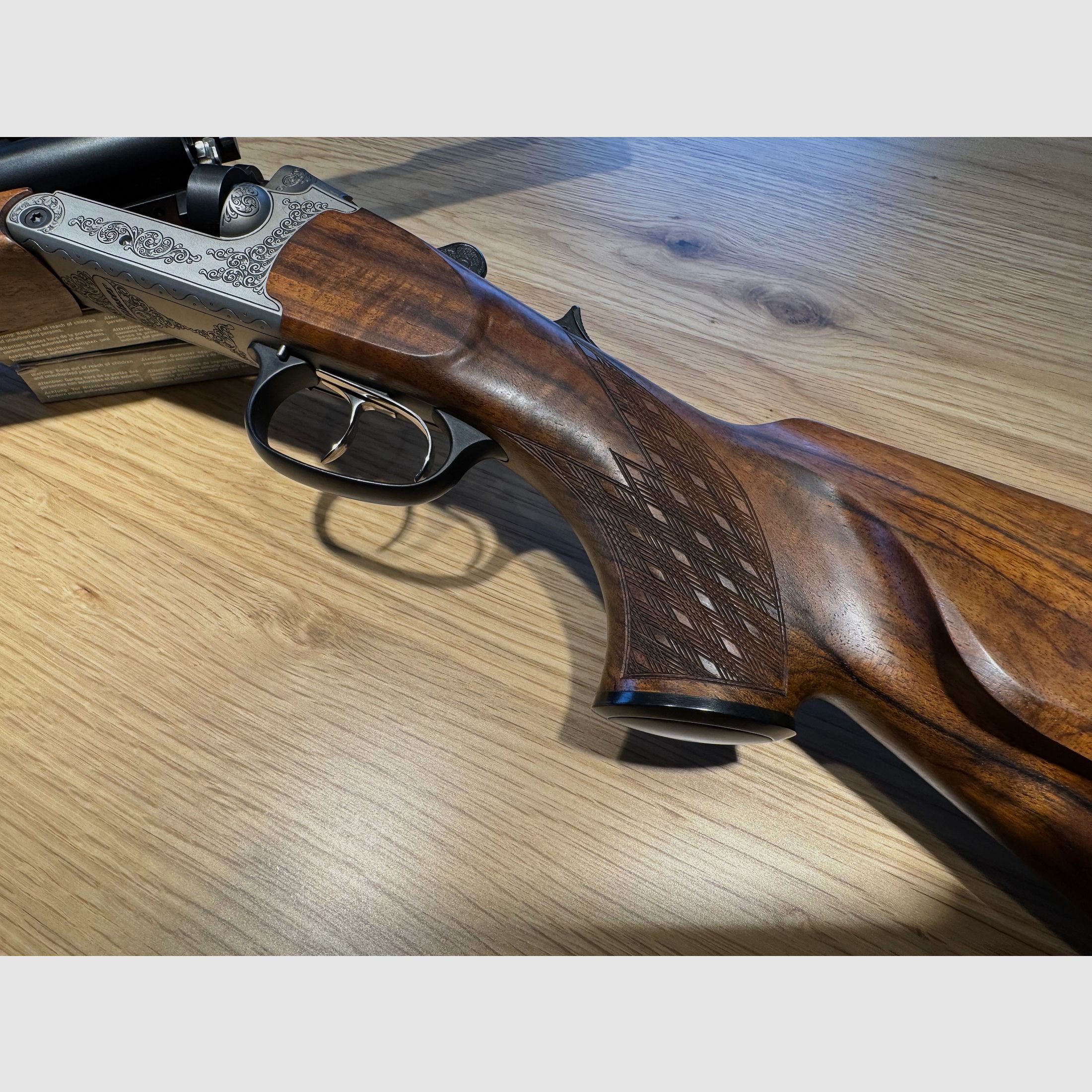 Blaser D99 Doppelbüchsdrilling 9,3x74 / 9,3x74 / 20/76 mit  ZF Zeiss 3-12x56 Varipoint, BESTZUSTAND