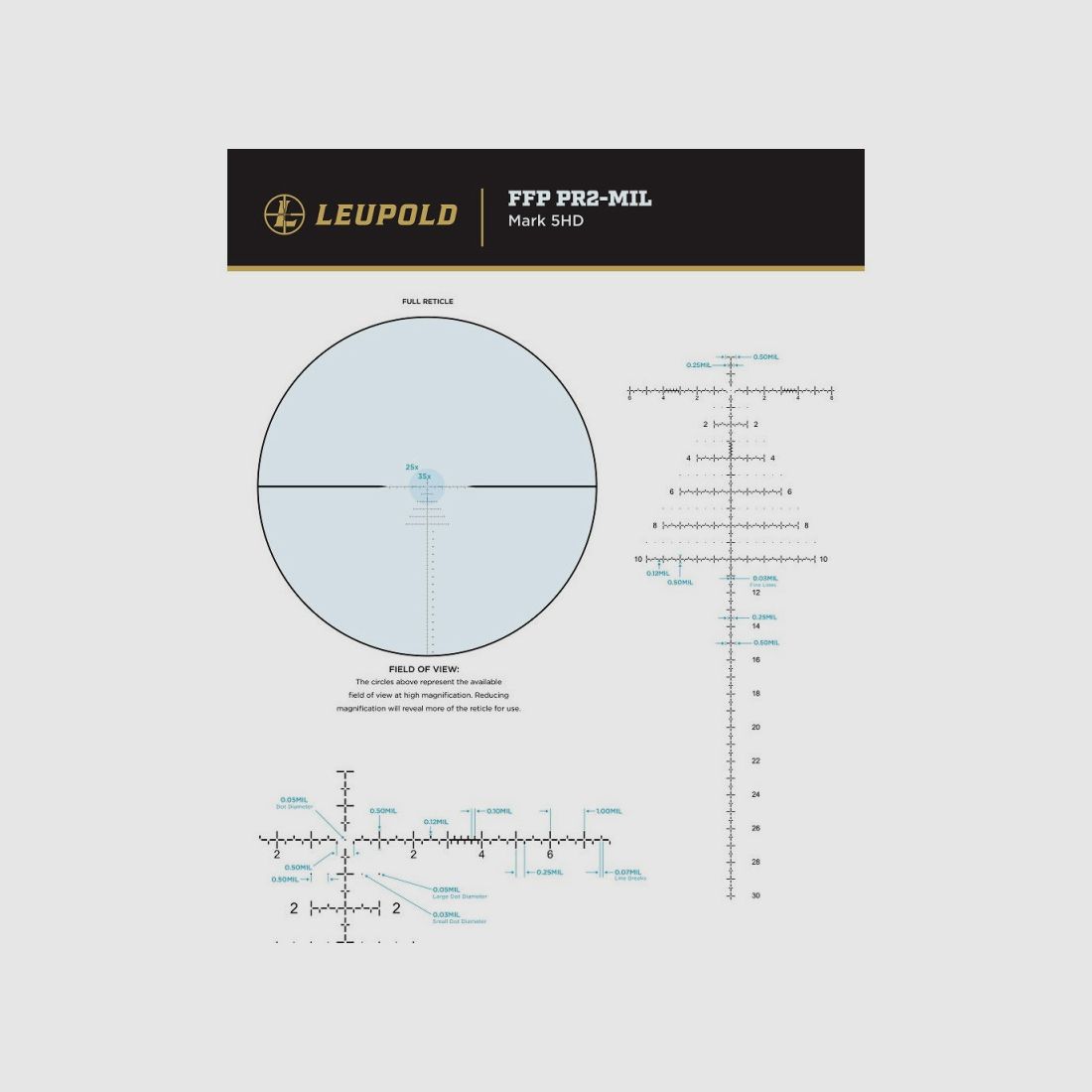 OTTICA LEUPOLD MARK 4HD 6-24×52 M5C3 FOCUS LATERALE Ø34 FFP PR2-MIL 183823, immagine 3 di 5