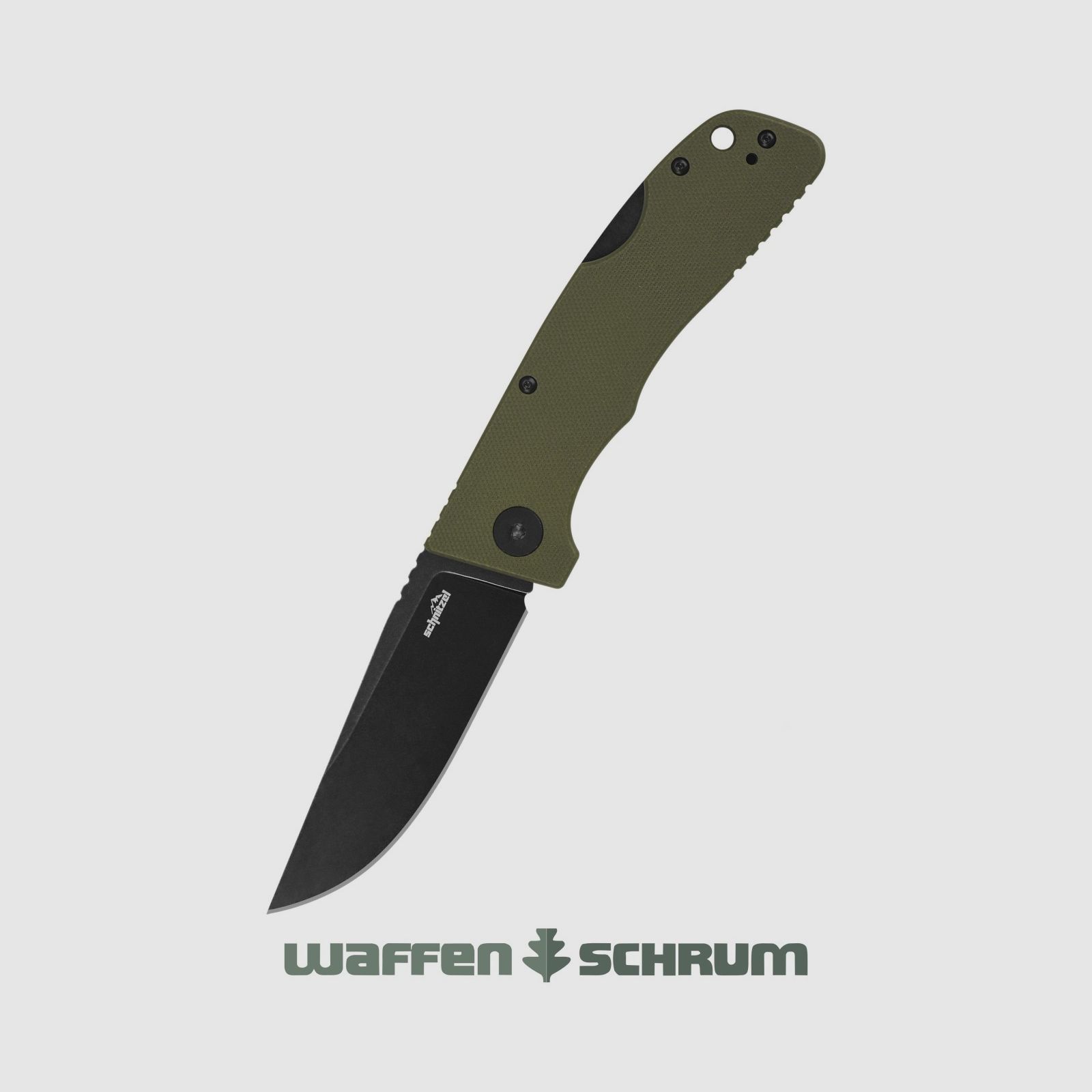 Schnitzel Outdoo Taschenmesser KVAR grün - schwarz rostfreier 14C28N-Stahl mit Blackwashed-Finish