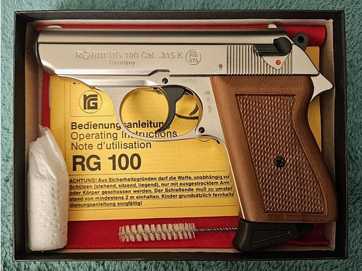 Röhm RG 100 Nickel neu ungeschossen Holzgriffschalen