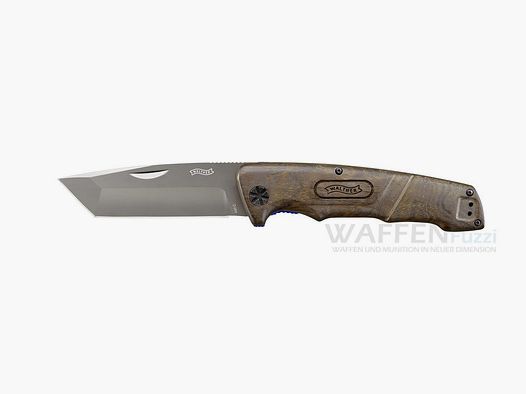 BWK 4 Cuchillo de bolsillo Blue Wood Knife de acero 440C con funda de cuero